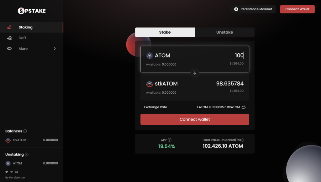 ATOM Liquid Staking on pSTAKE